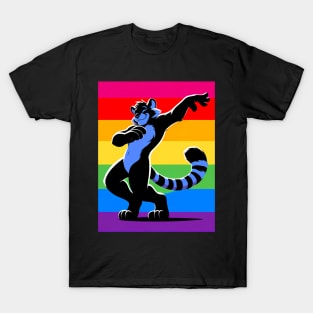 Rainbow LGBTQ Furry Pride Dancing Tiger Fursona T-Shirt